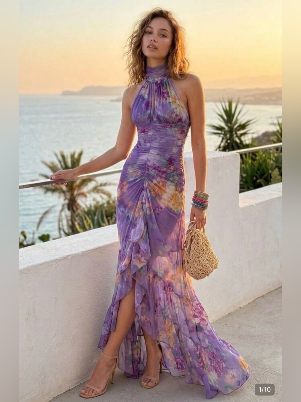 M NWOT chiffon halter dress